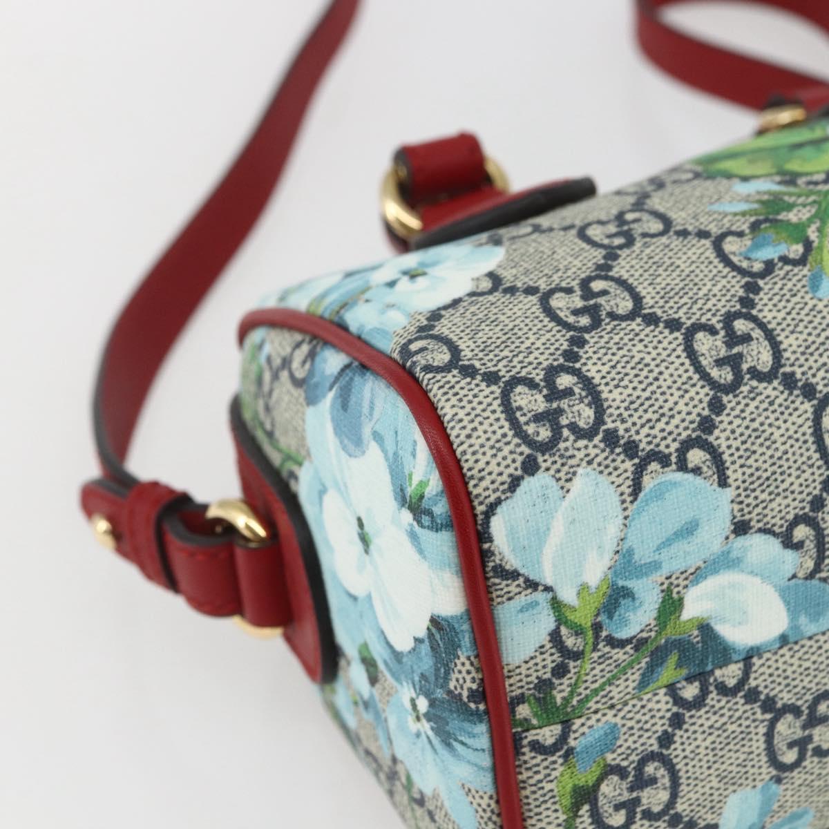 GUCCI GG Blooms Mini Boston Bag PVC 2way Red Navy 432123 Auth ka1682SAM