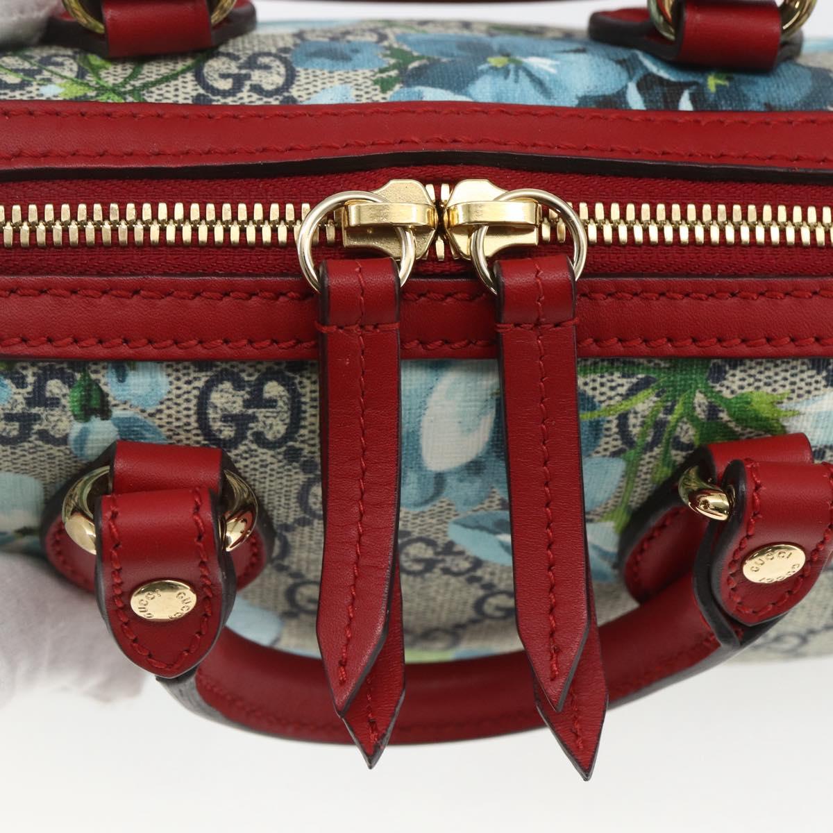 GUCCI GG Blooms Mini Boston Bag PVC 2way Red Navy 432123 Auth ka1682SAM