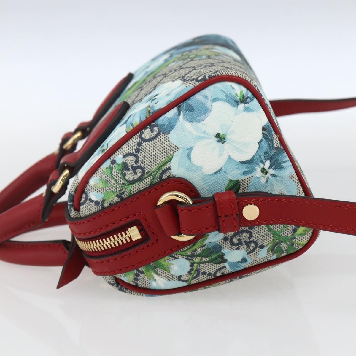 GUCCI GG Blooms Mini Boston Bag PVC 2way Red Navy 432123 Auth ka1682SAM
