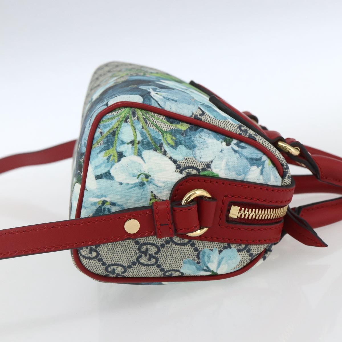GUCCI GG Blooms Mini Boston Bag PVC 2way Red Navy 432123 Auth ka1682SAM