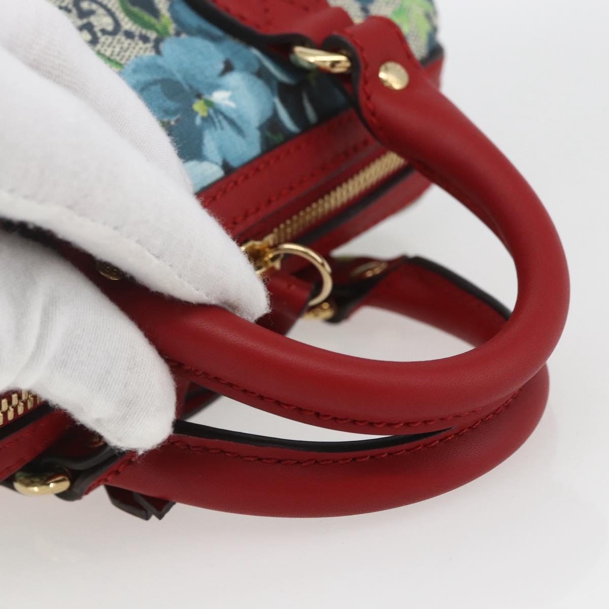GUCCI GG Blooms Mini Boston Bag PVC 2way Red Navy 432123 Auth ka1682SAM
