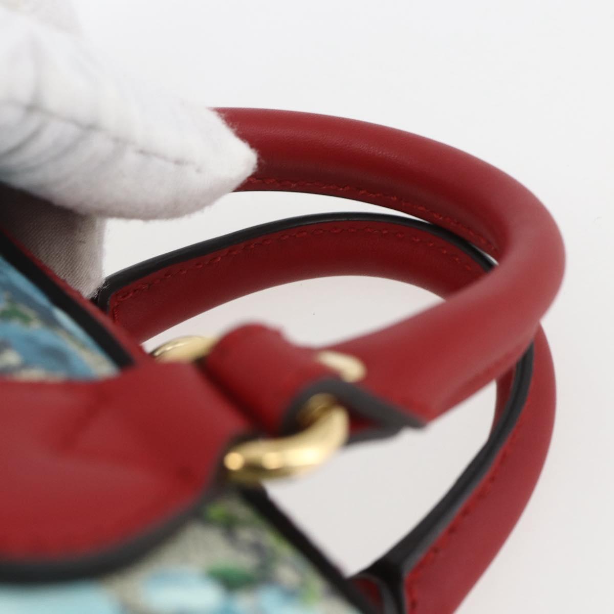 GUCCI GG Blooms Mini Boston Bag PVC 2way Red Navy 432123 Auth ka1682SAM
