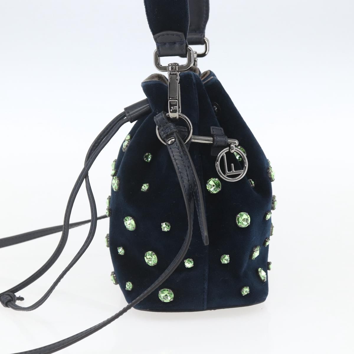 FENDI Montresor Mini Shoulder Bag Velor Navy Auth ka1684M