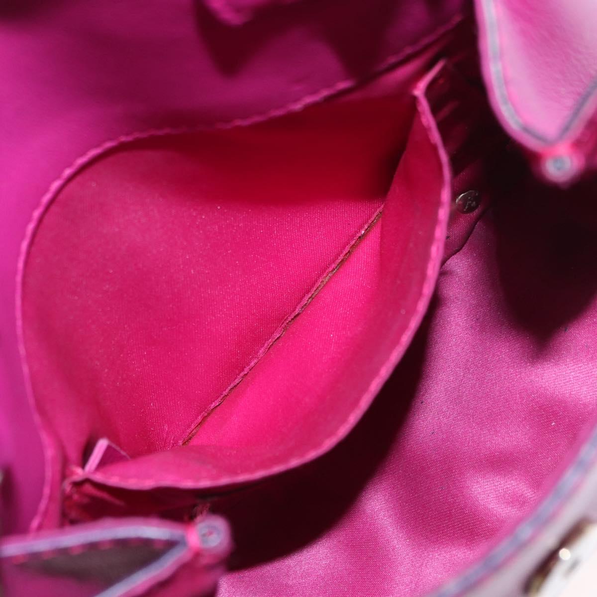 VALENTINO Chain Shoulder Bag Leather Pink Gold Auth ka1685
