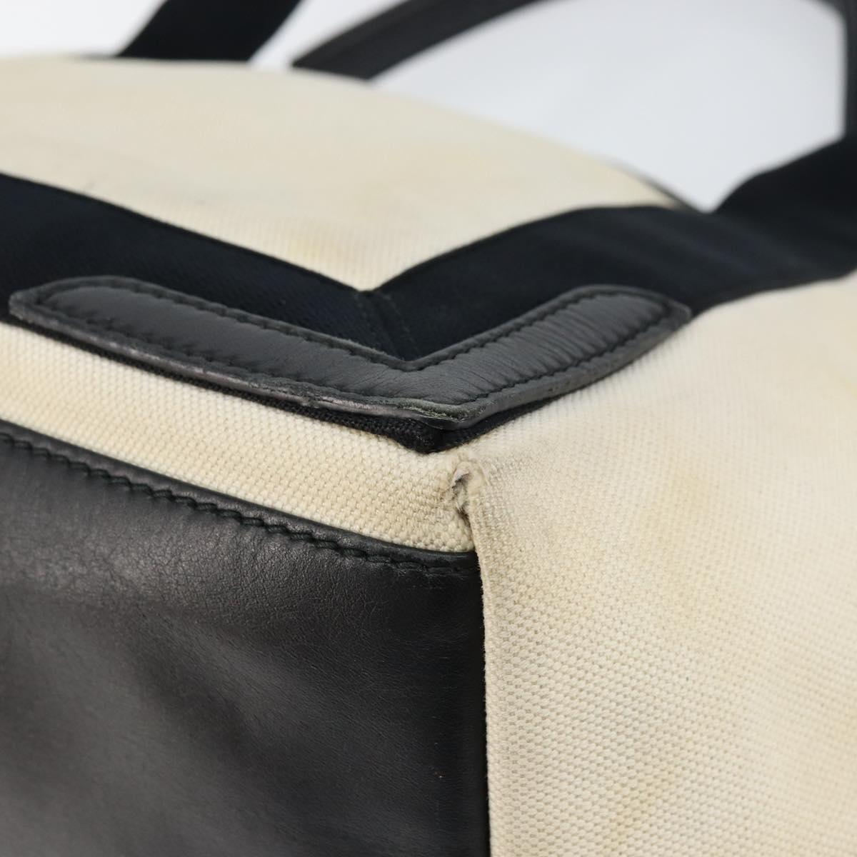 BALENCIAGA Navy Kabas S Hand Bag Canvas Black White 339933 Auth ka169