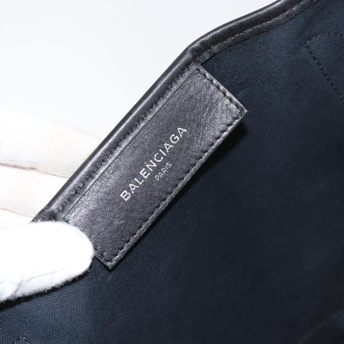 BALENCIAGA Navy Kabas S Hand Bag Canvas Black White 339933 Auth ka169