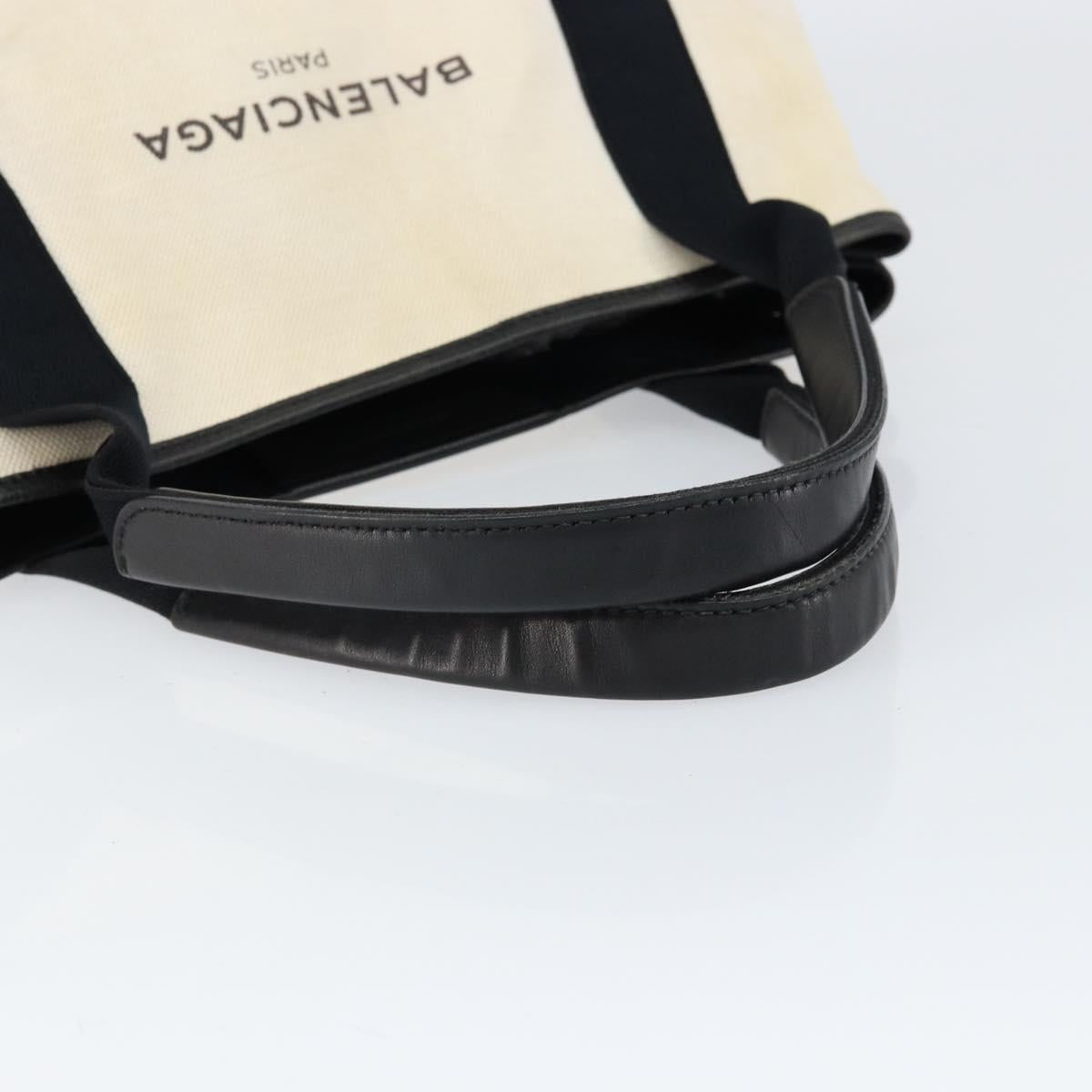 BALENCIAGA Navy Kabas S Hand Bag Canvas Black White 339933 Auth ka169