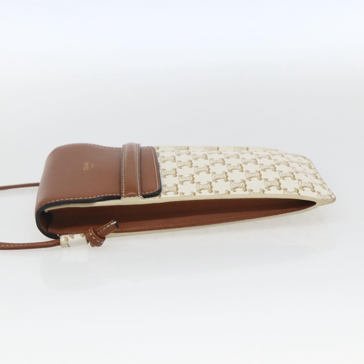 CELINE Triomphe Pouch Shoulder Bag PVC Beige Auth ka1704V