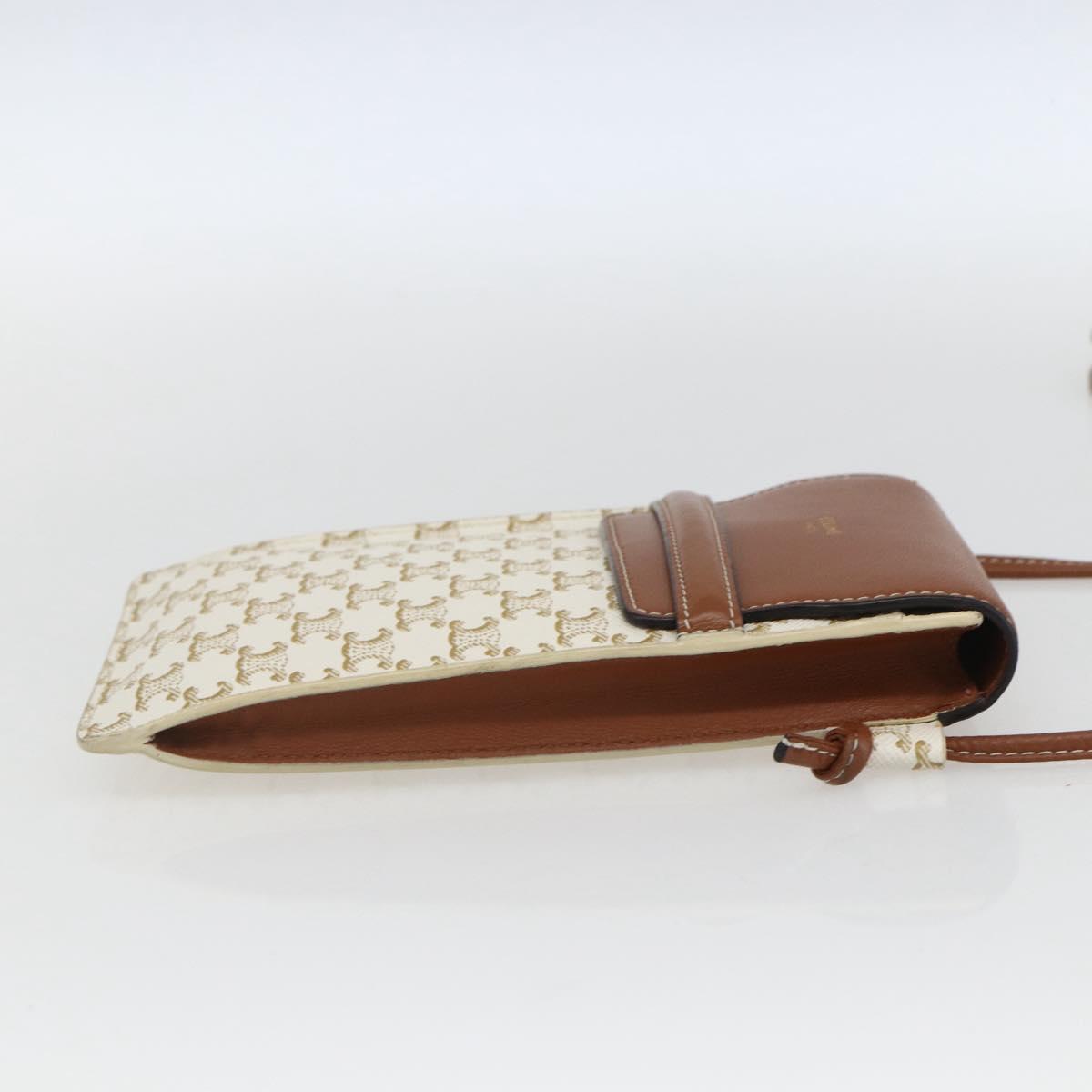 CELINE Triomphe Pouch Shoulder Bag PVC Beige Auth ka1704V