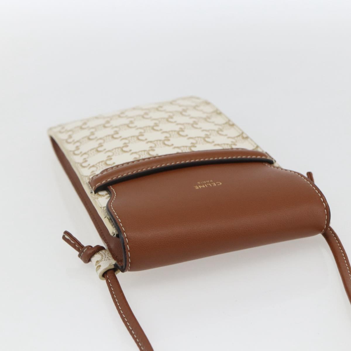 CELINE Triomphe Pouch Shoulder Bag PVC Beige Auth ka1704V