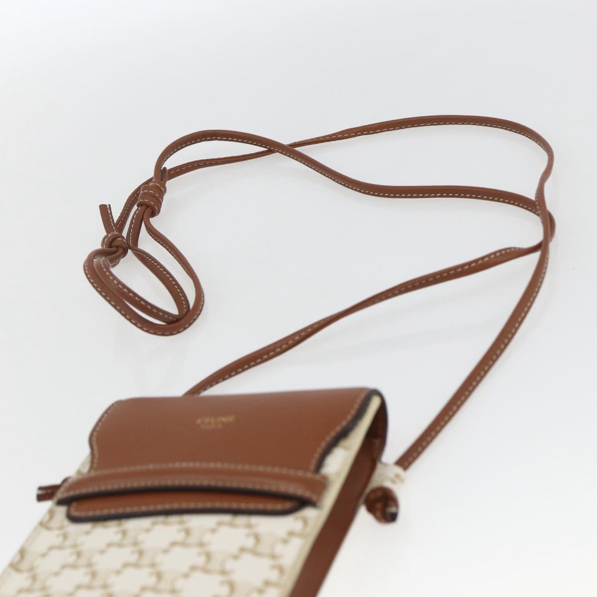 CELINE Triomphe Pouch Shoulder Bag PVC Beige Auth ka1704V