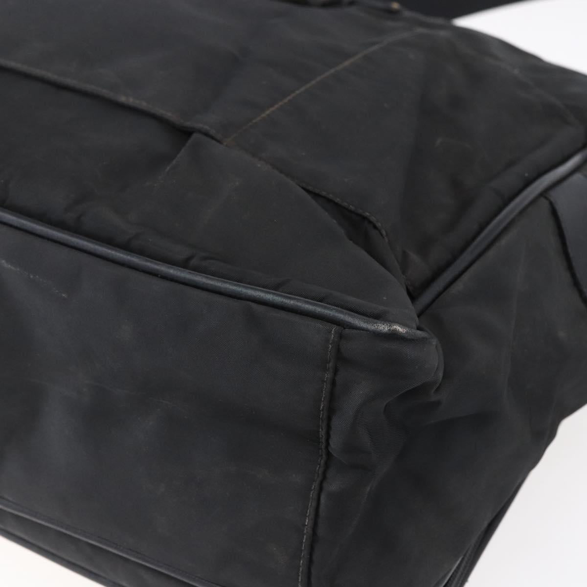 PRADA Hand Bag Nylon 2way Black Silver Auth ka171