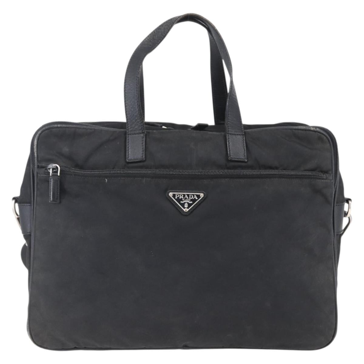 PRADA Hand Bag Nylon 2way Black Silver Auth ka171