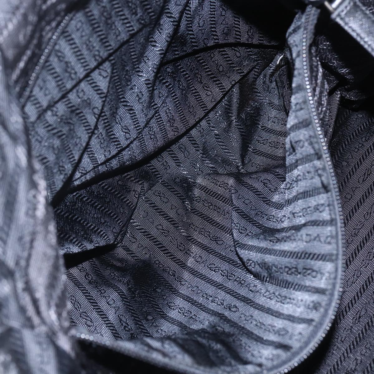 PRADA Hand Bag Nylon 2way Black Silver Auth ka171