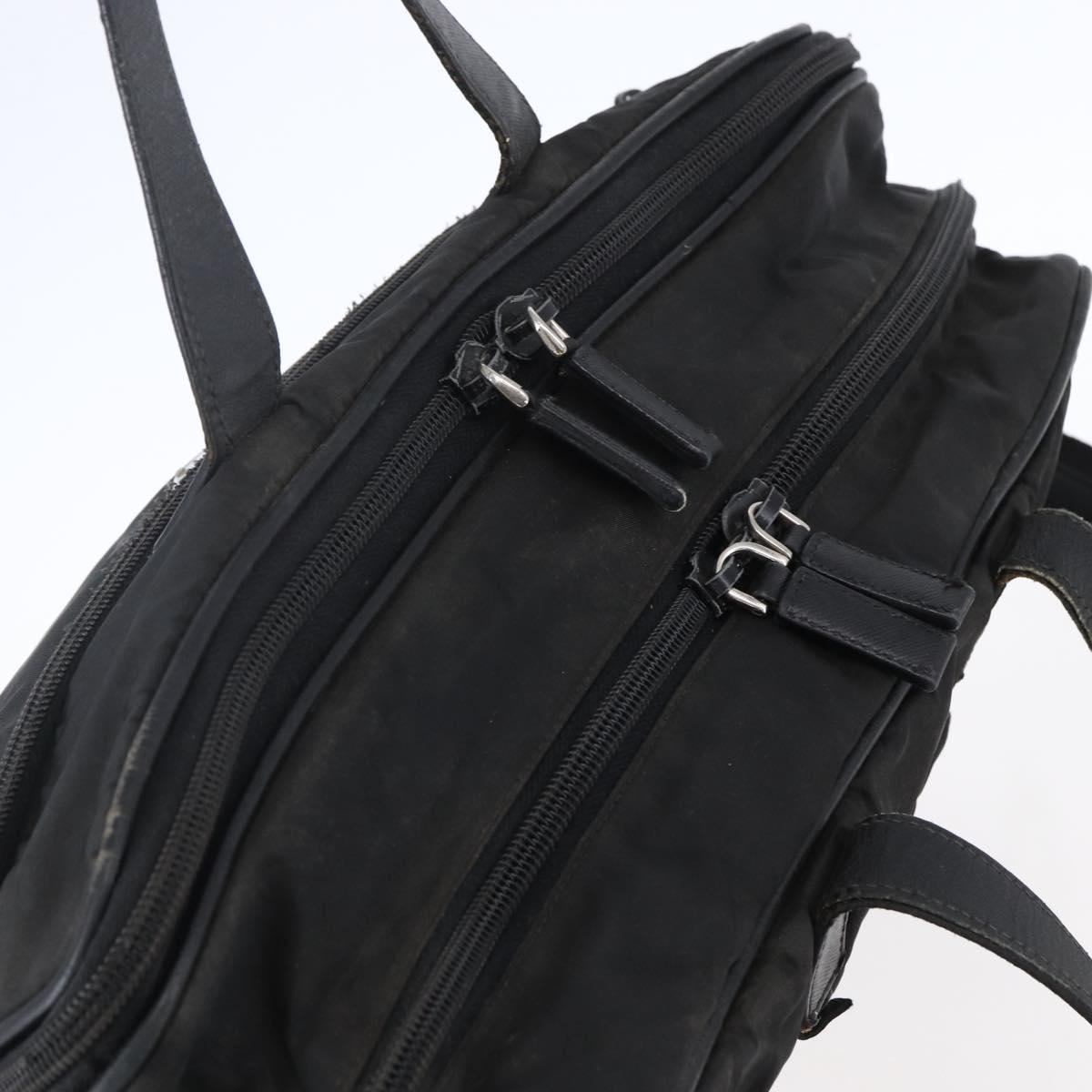 PRADA Hand Bag Nylon 2way Black Silver Auth ka171