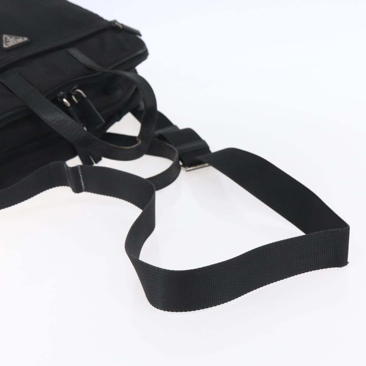 PRADA Hand Bag Nylon 2way Black Silver Auth ka171