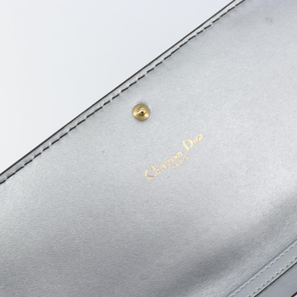 Christian Dior Chain Wallet Shoulder Bag Leather Silver Gold Auth ka1712V