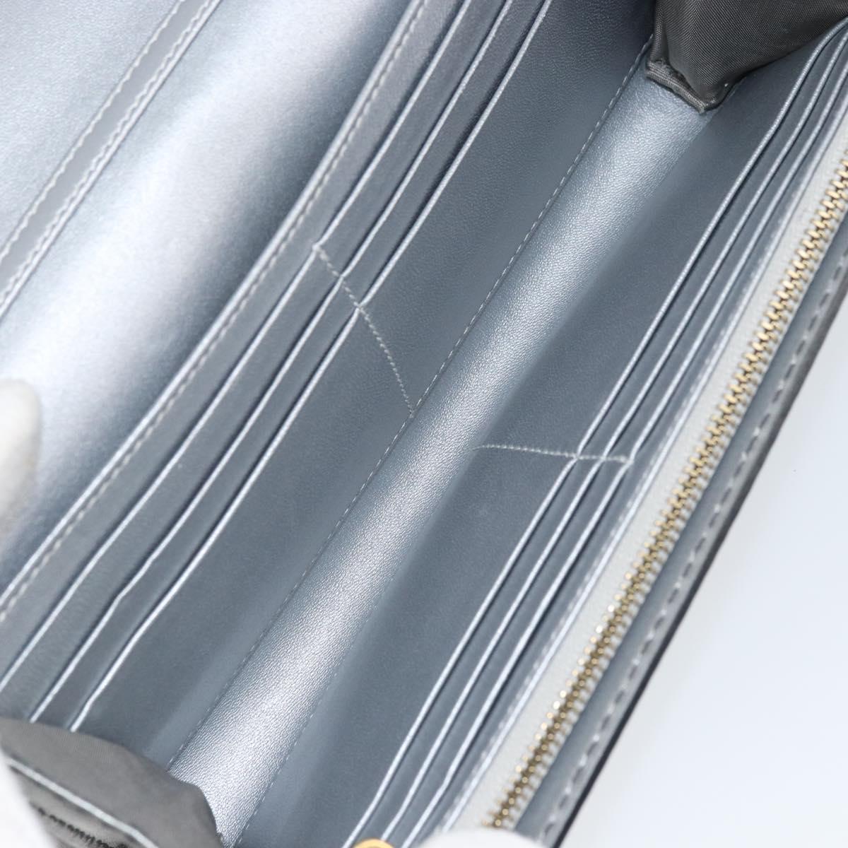 Christian Dior Chain Wallet Shoulder Bag Leather Silver Gold Auth ka1712V