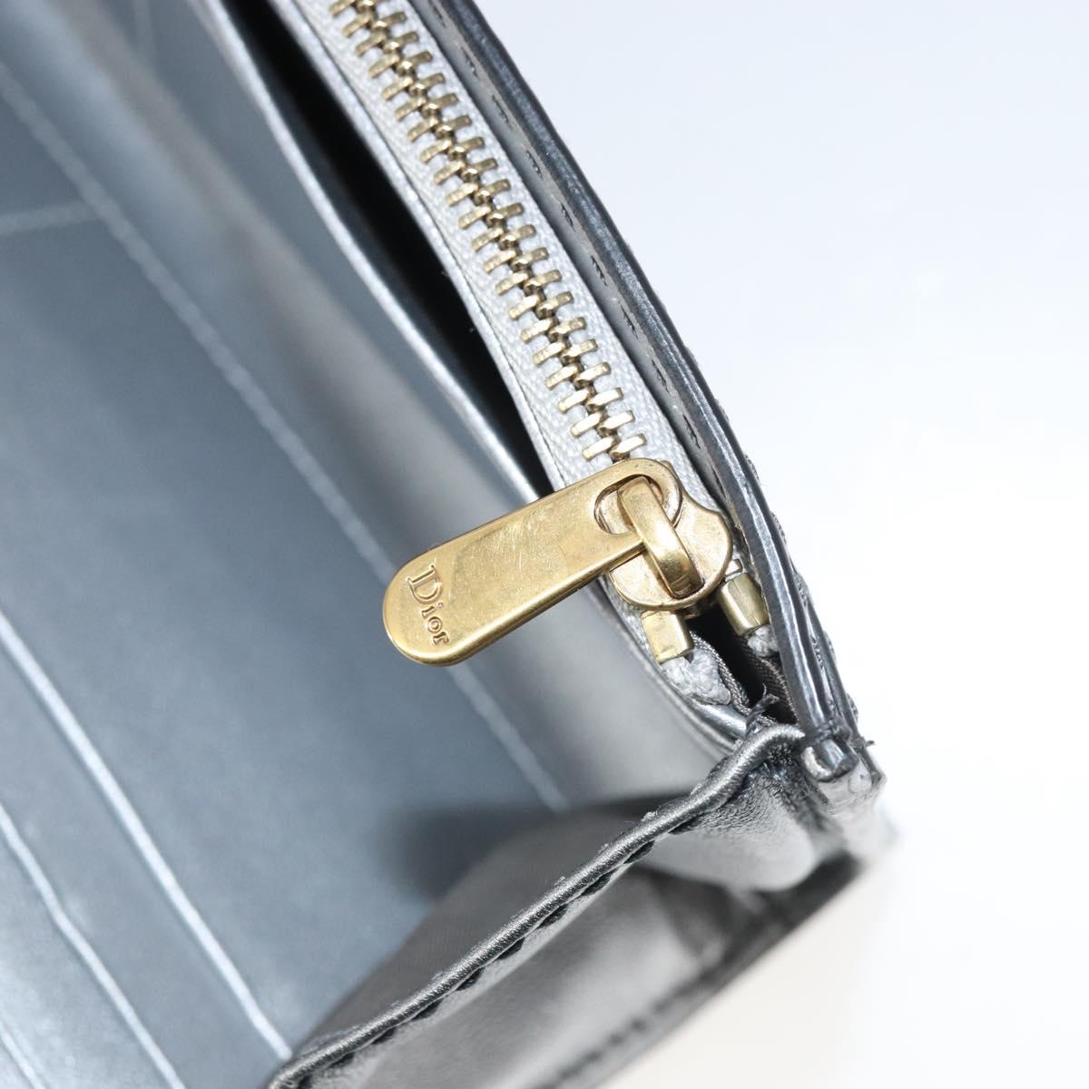 Christian Dior Chain Wallet Shoulder Bag Leather Silver Gold Auth ka1712V