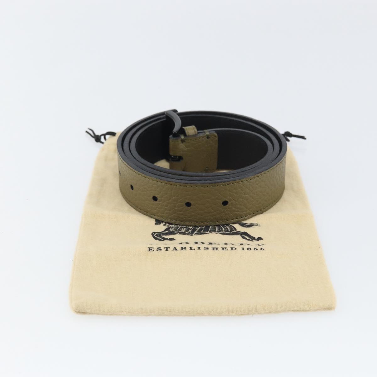 BURBERRY Studs Belt Leather 41.3"" Khaki Auth ka1714V