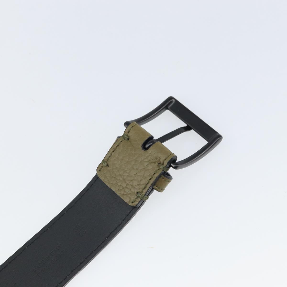 BURBERRY Studs Belt Leather 41.3"" Khaki Auth ka1714V