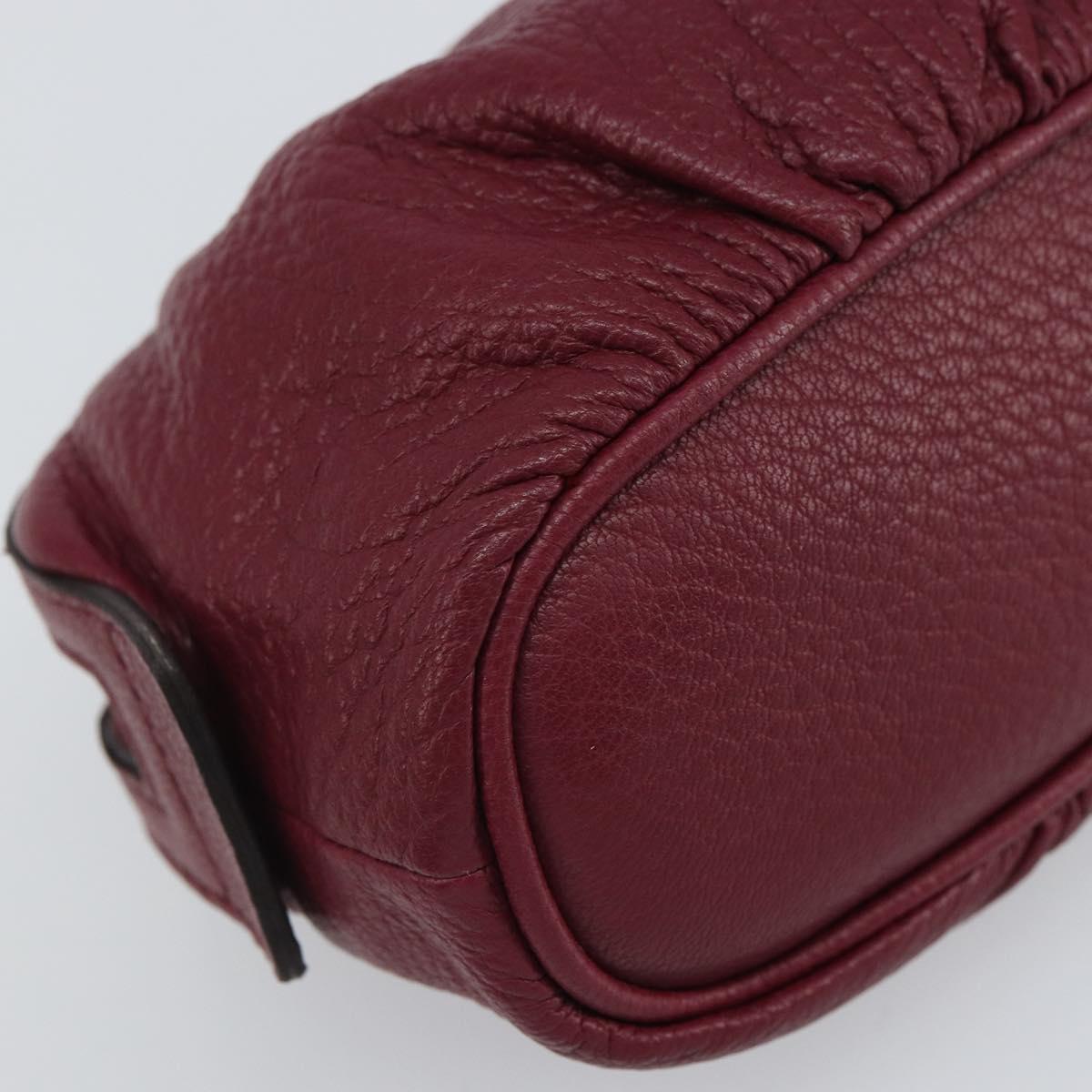 GUCCI Bamboo Pouch Leather Purple Gold 246174 Auth ka1718V