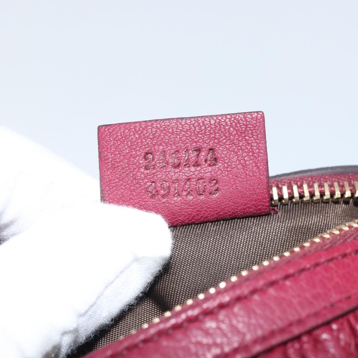GUCCI Bamboo Pouch Leather Purple Gold 246174 Auth ka1718V
