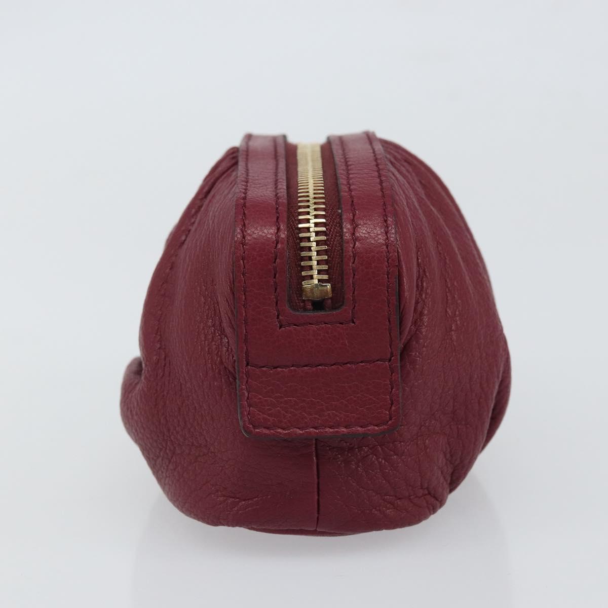 GUCCI Bamboo Pouch Leather Purple Gold 246174 Auth ka1718V