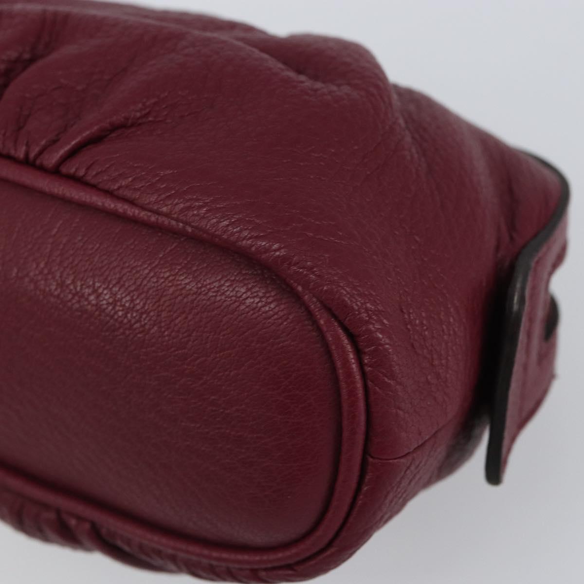 GUCCI Bamboo Pouch Leather Purple Gold 246174 Auth ka1718V