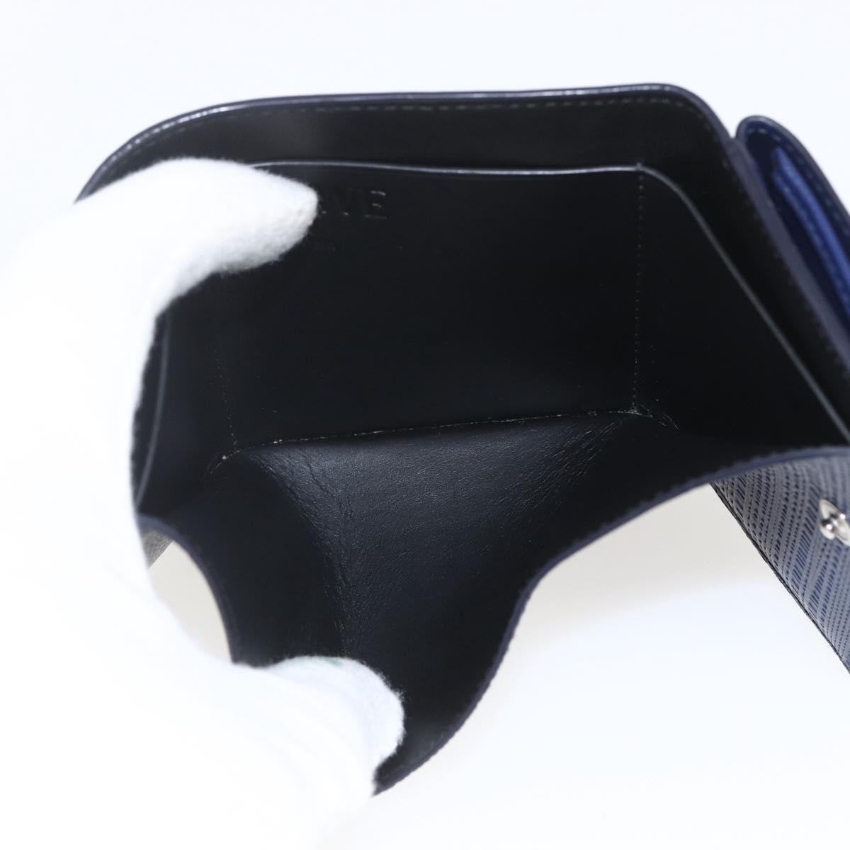 LOEWE Anagram Wallet Leather Navy Gold Auth ka1720M