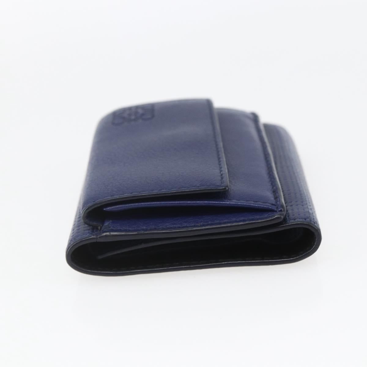 LOEWE Anagram Wallet Leather Navy Gold Auth ka1720M