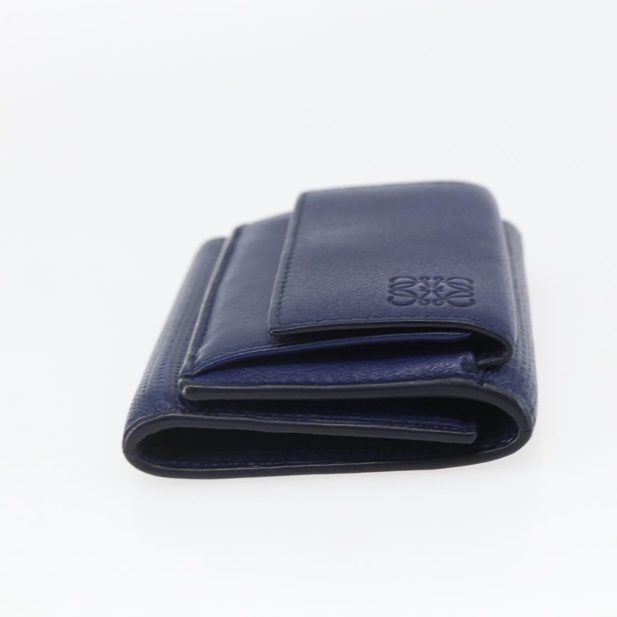 LOEWE Anagram Wallet Leather Navy Gold Auth ka1720M