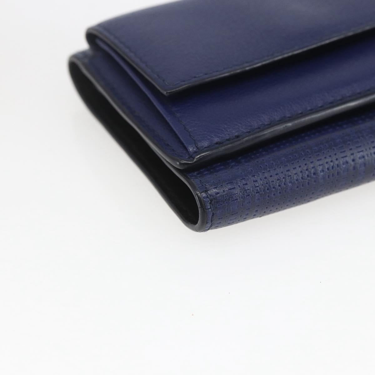 LOEWE Anagram Wallet Leather Navy Gold Auth ka1720M