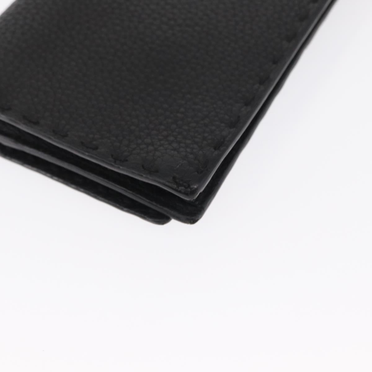 FENDI Celeria Long Wallet Leather Black Silver Auth ka1726