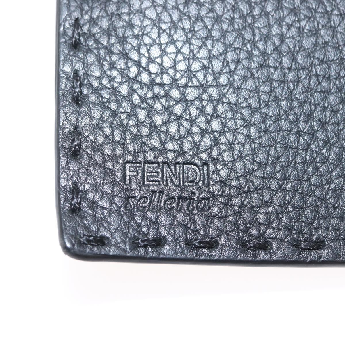 FENDI Celeria Long Wallet Leather Black Silver Auth ka1726