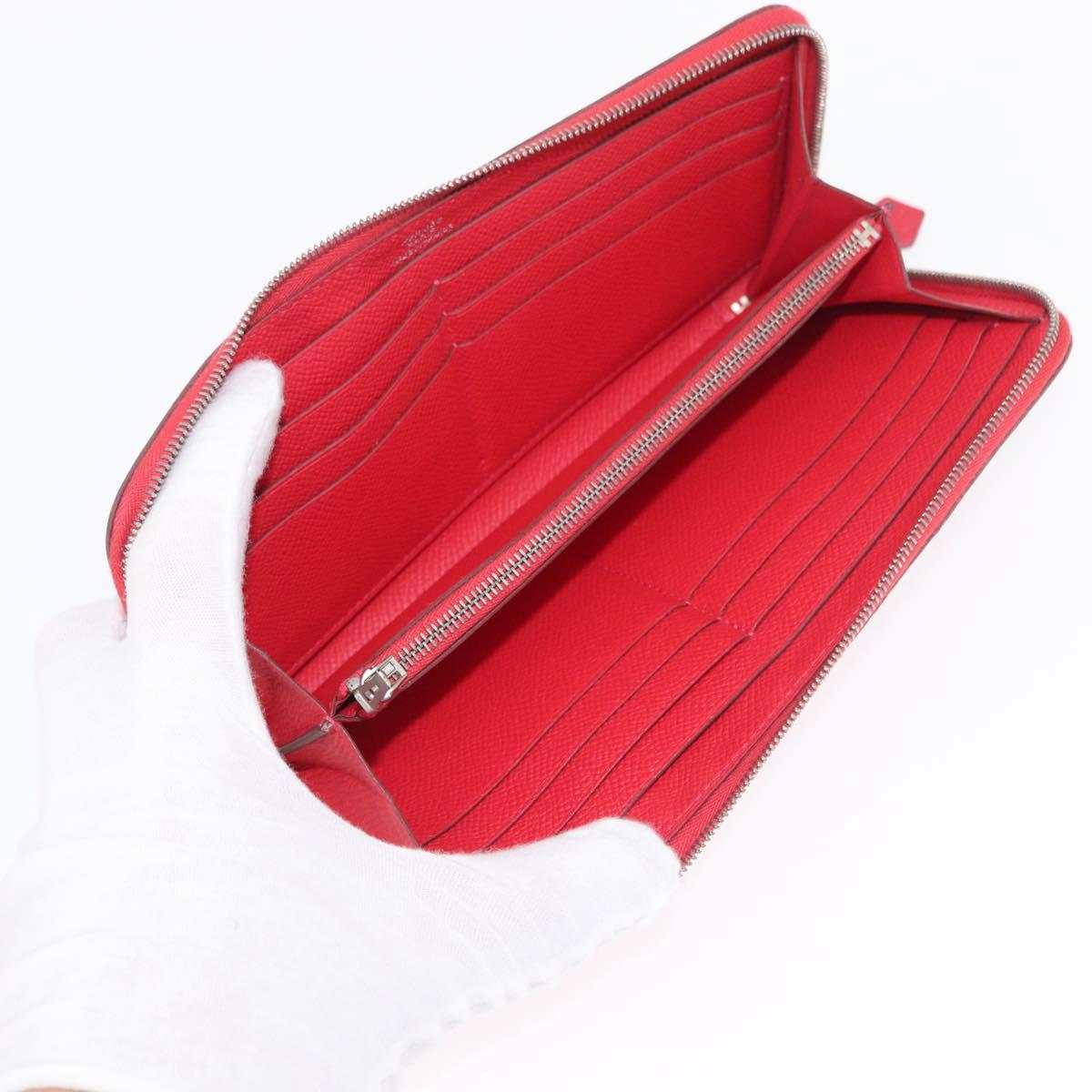HERMES Azap Long Silk Inn Long Wallet Epsom Rose Azare Auth ka1727M