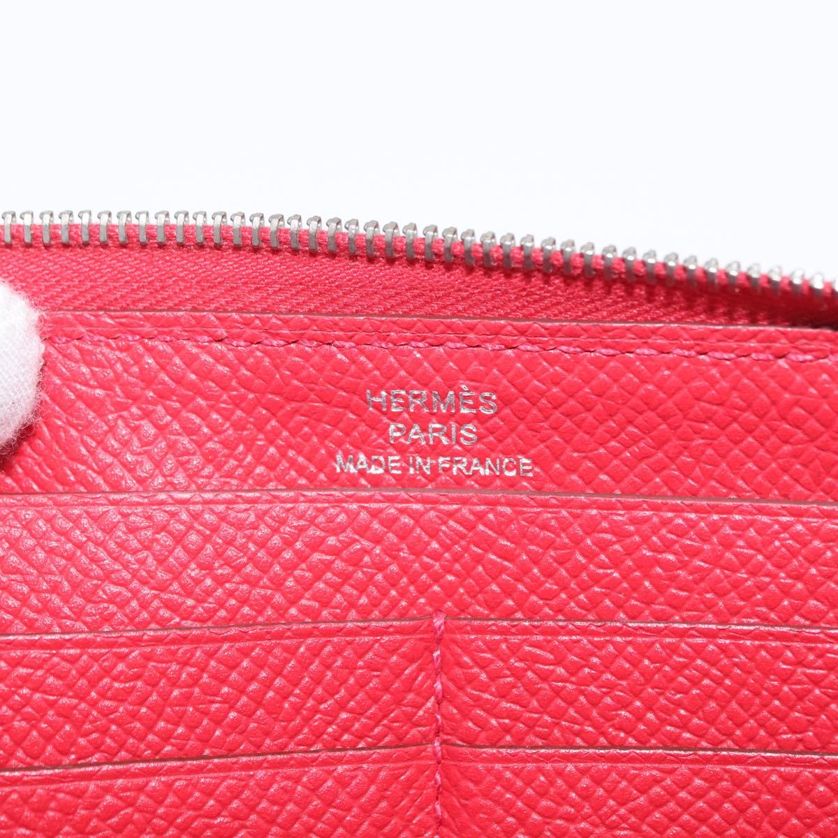 HERMES Azap Long Silk Inn Long Wallet Epsom Rose Azare Auth ka1727M