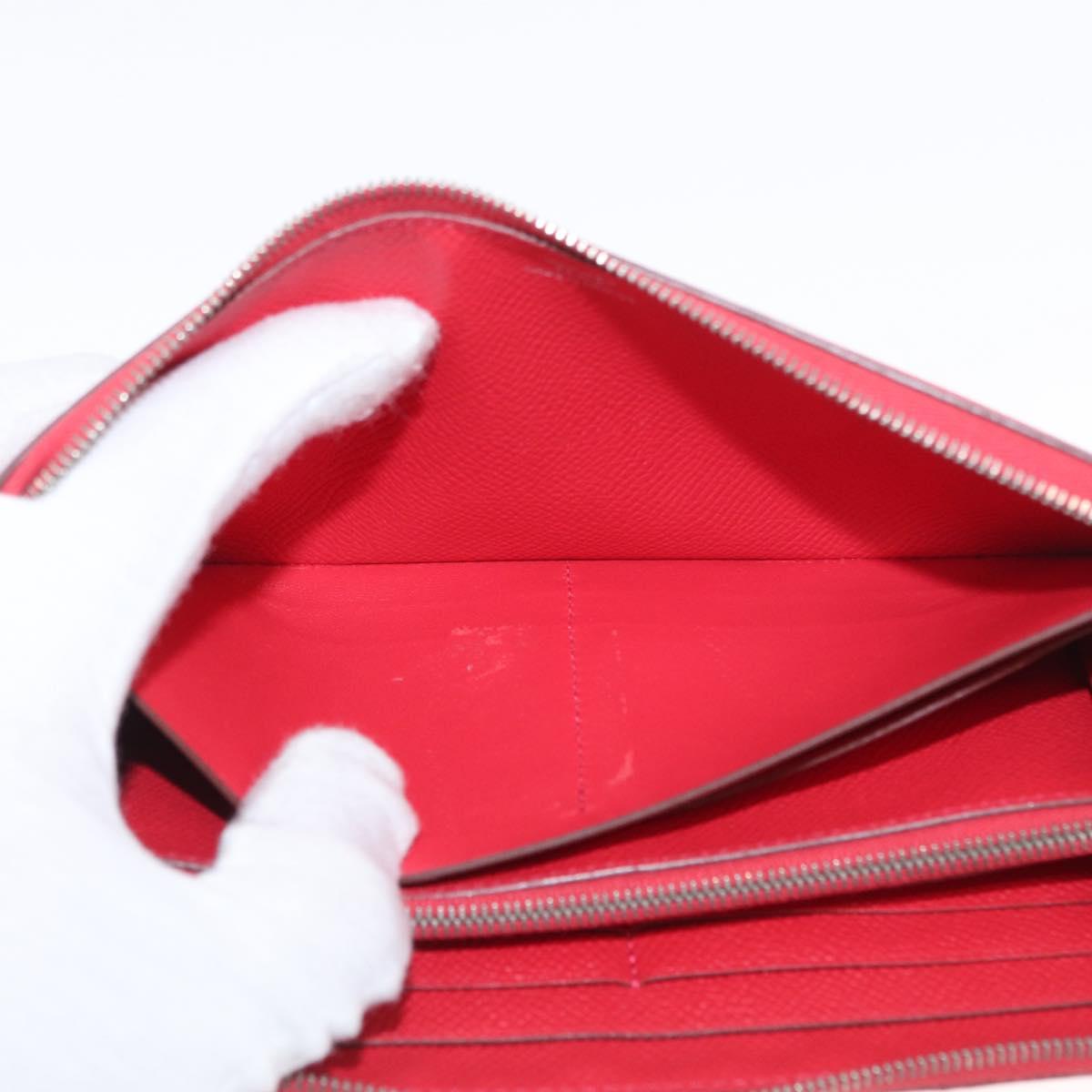 HERMES Azap Long Silk Inn Long Wallet Epsom Rose Azare Auth ka1727M