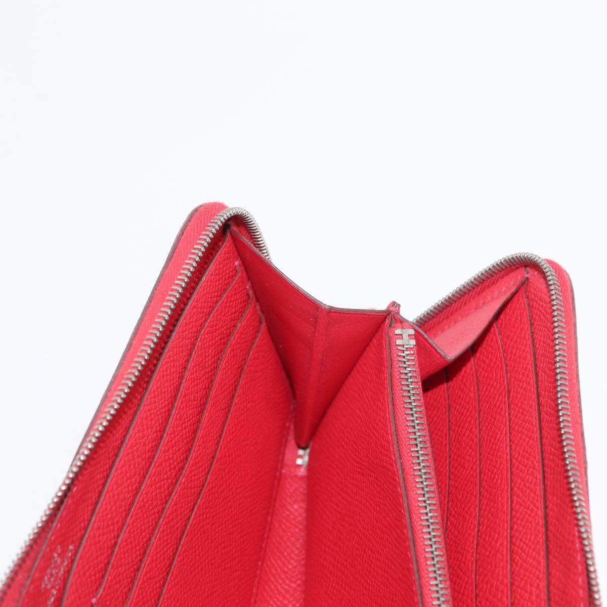 HERMES Azap Long Silk Inn Long Wallet Epsom Rose Azare Auth ka1727M