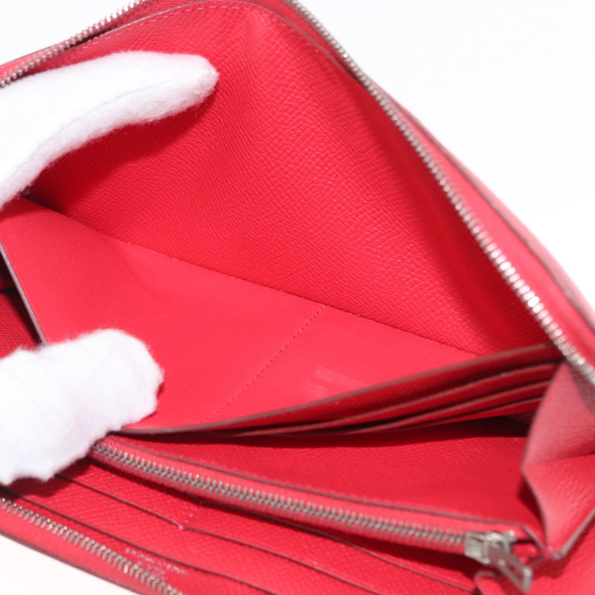 HERMES Azap Long Silk Inn Long Wallet Epsom Rose Azare Auth ka1727M