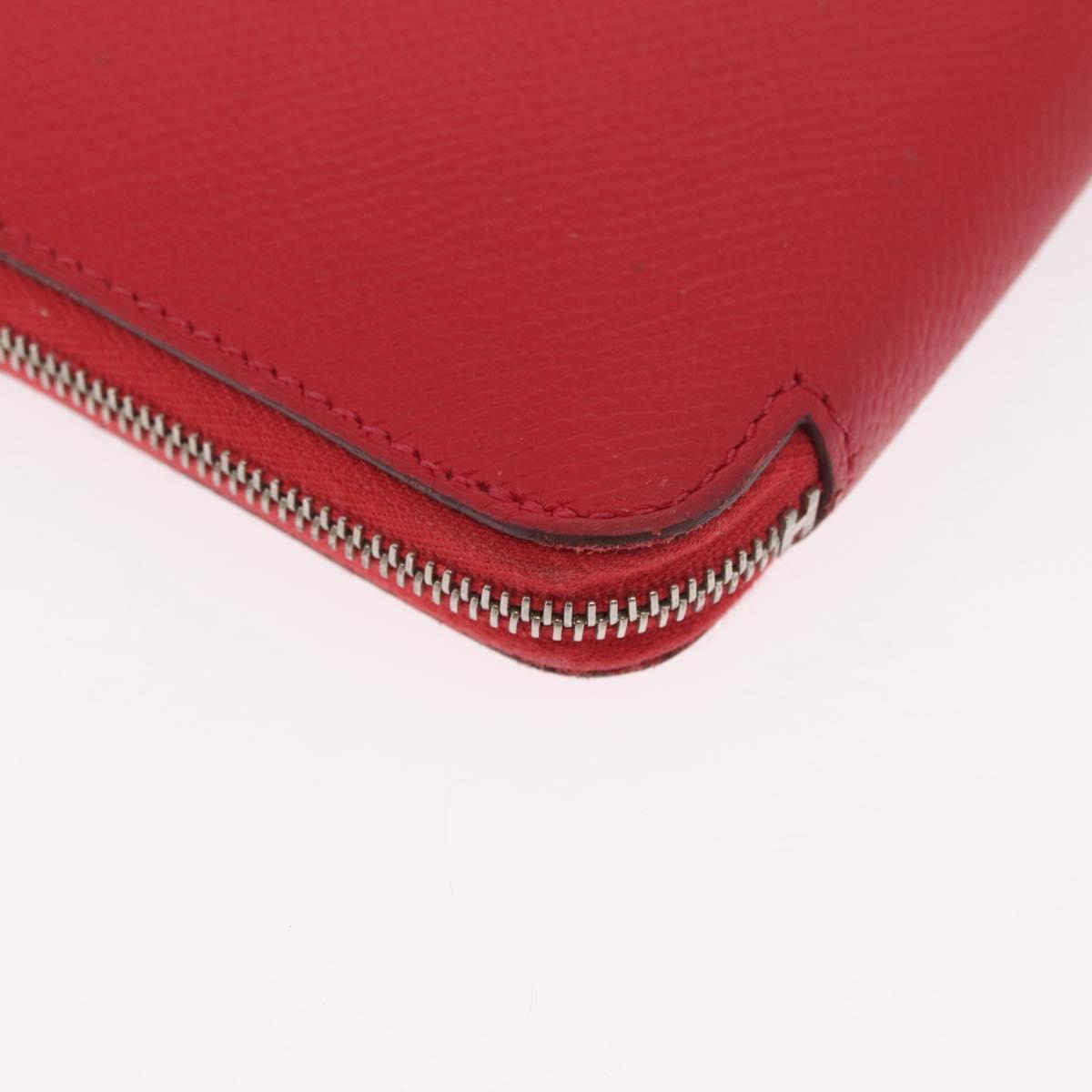 HERMES Azap Long Silk Inn Long Wallet Epsom Rose Azare Auth ka1727M