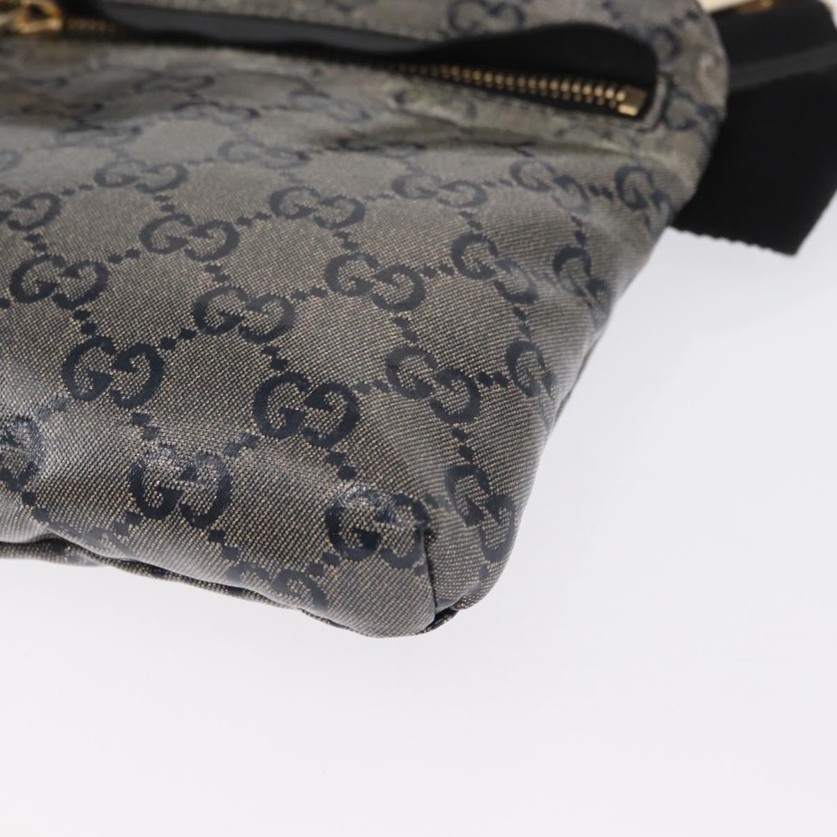 GUCCI GG Crystal Waist bag Coated Canvas Black Gold 28566 Auth ka1745