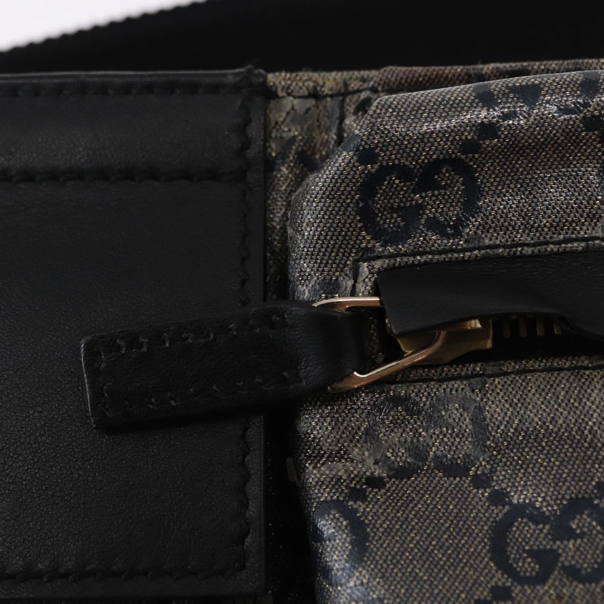 GUCCI GG Crystal Waist bag Coated Canvas Black Gold 28566 Auth ka1745