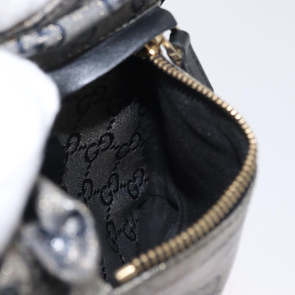 GUCCI GG Crystal Waist bag Coated Canvas Black Gold 28566 Auth ka1745