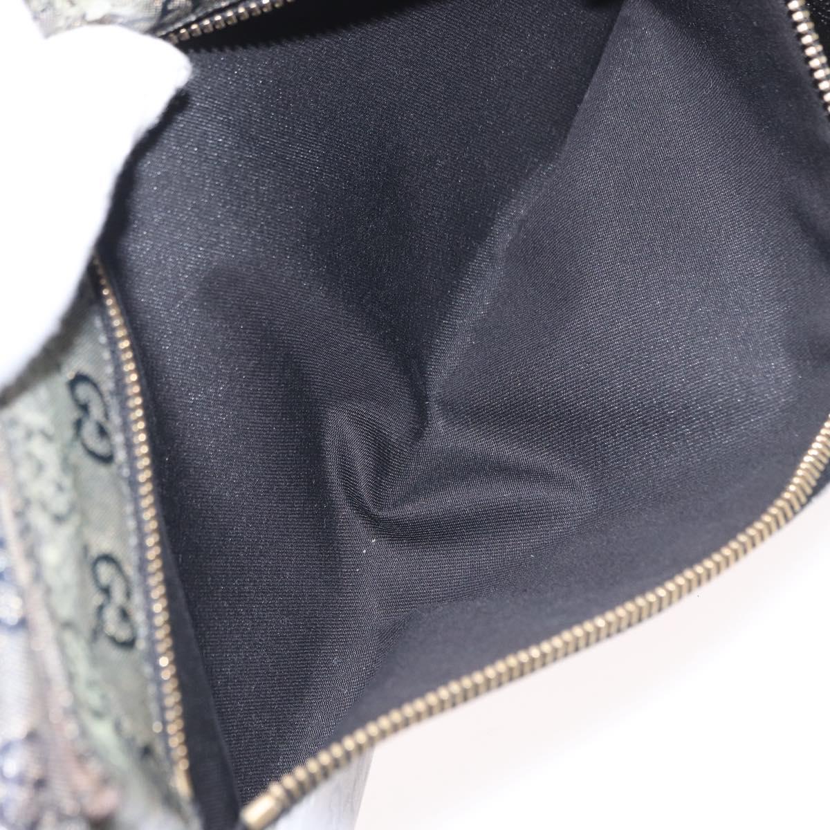 GUCCI GG Crystal Waist bag Coated Canvas Black Gold 28566 Auth ka1745