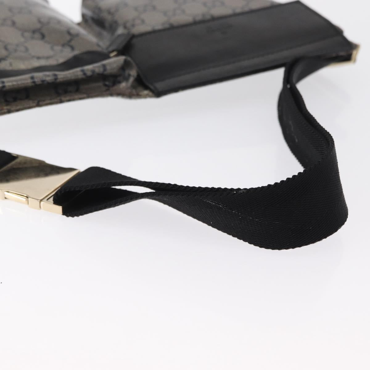 GUCCI GG Crystal Waist bag Coated Canvas Black Gold 28566 Auth ka1745