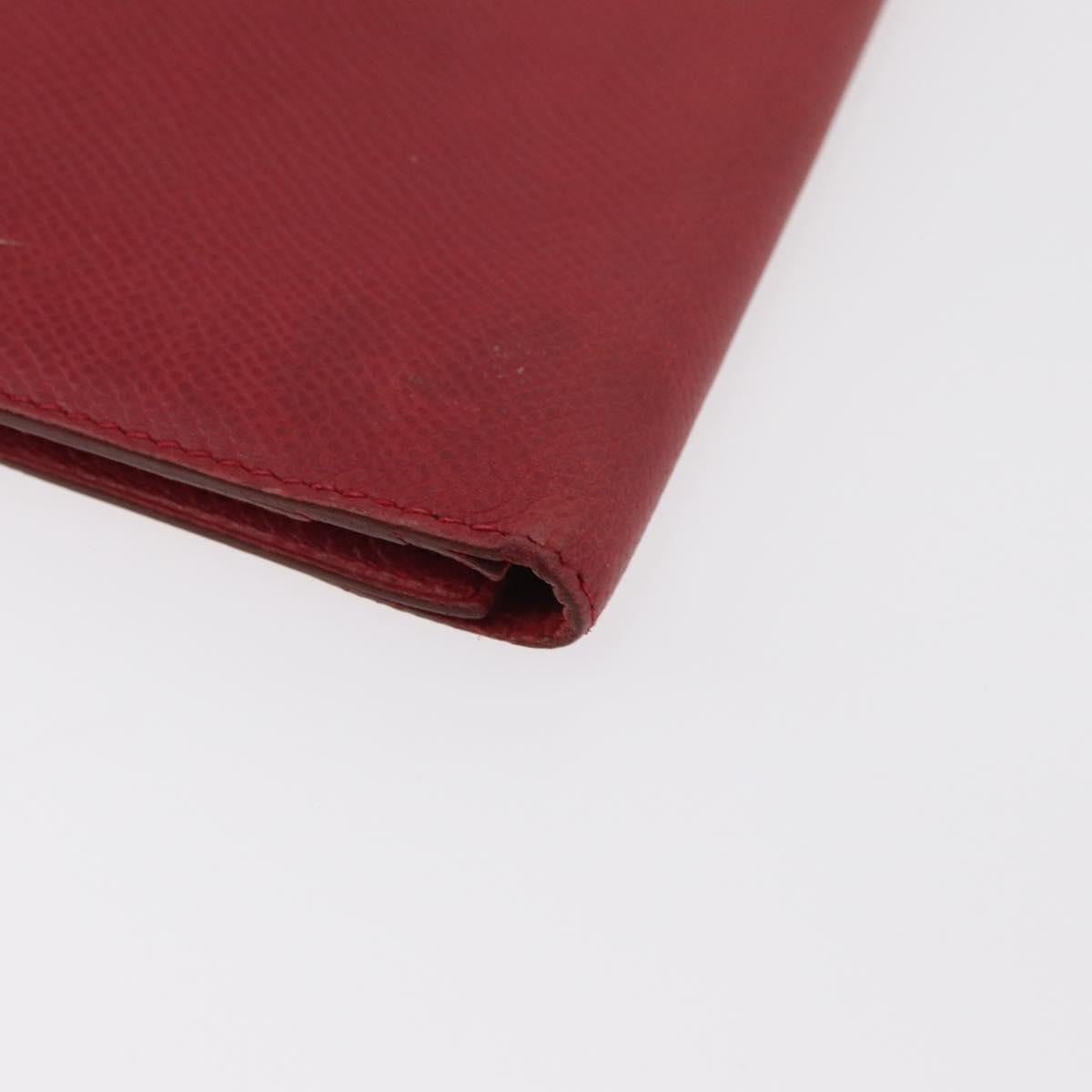 HERMES Bean Wallet Leather Red Auth ka175