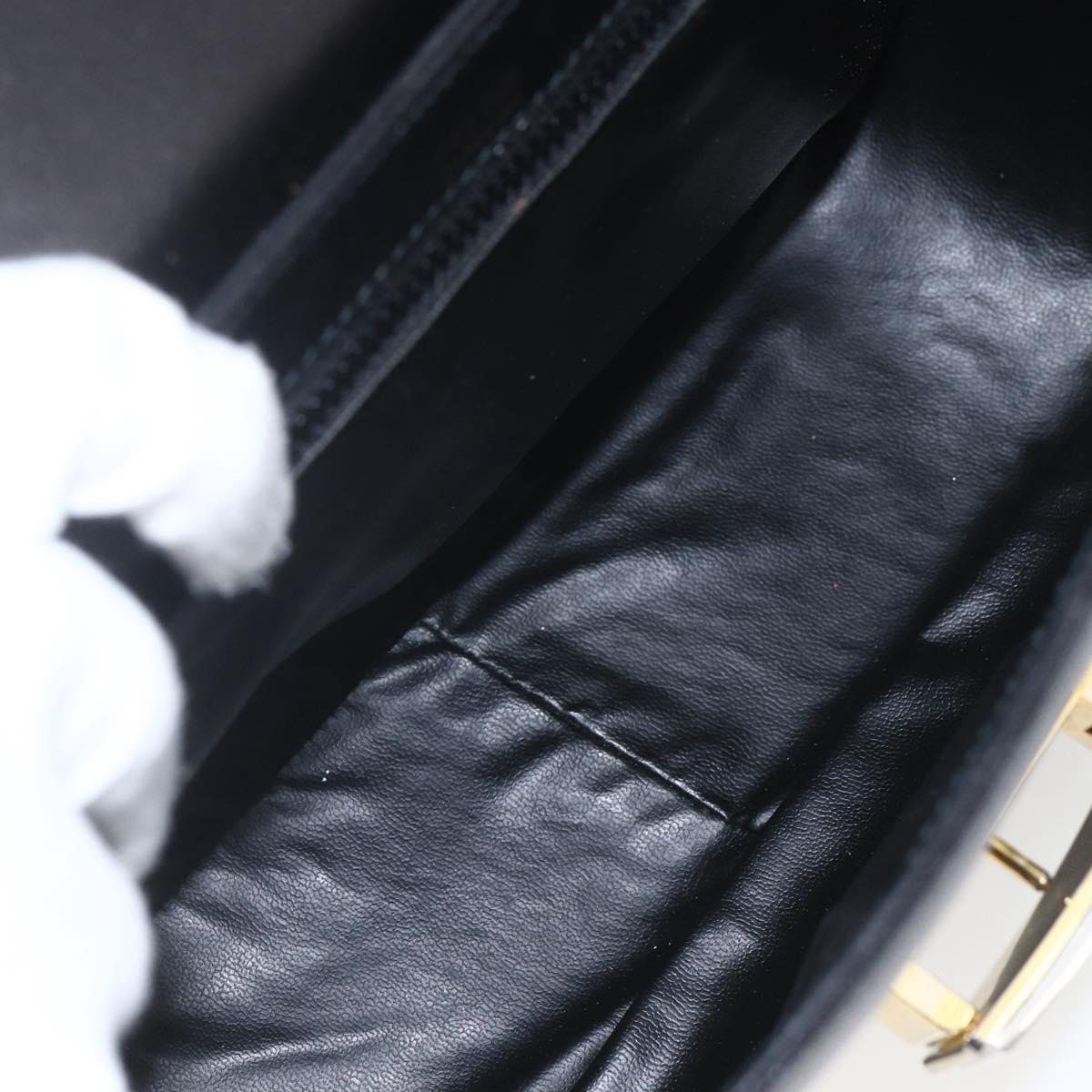 CELINE Horse Carriage Shoulder Bag Leather Black Gold Auth ka1751