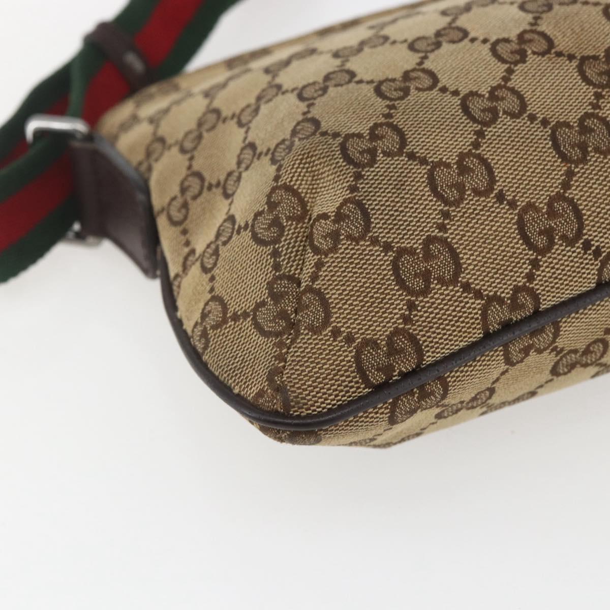GUCCI GG Canvas Web Sherry Line Shoulder Bag Beige Red Green 189749 Auth ka1776