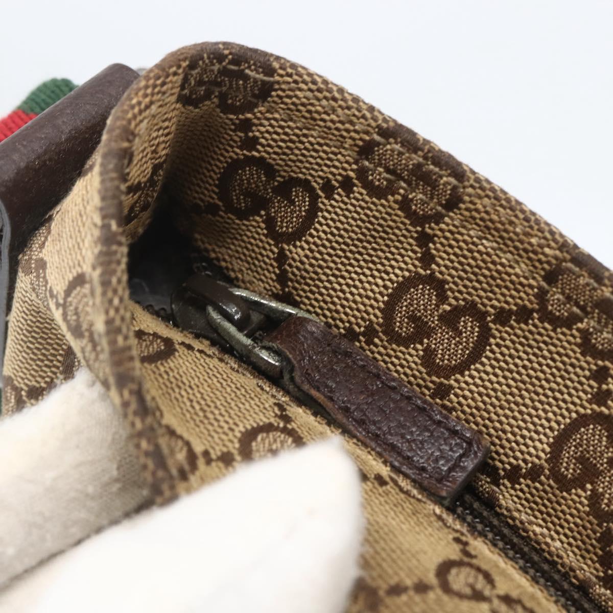 GUCCI GG Canvas Web Sherry Line Shoulder Bag Beige Red Green 189749 Auth ka1776